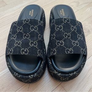 Gucci Angelina GG Logo Platform Slide Sandal
